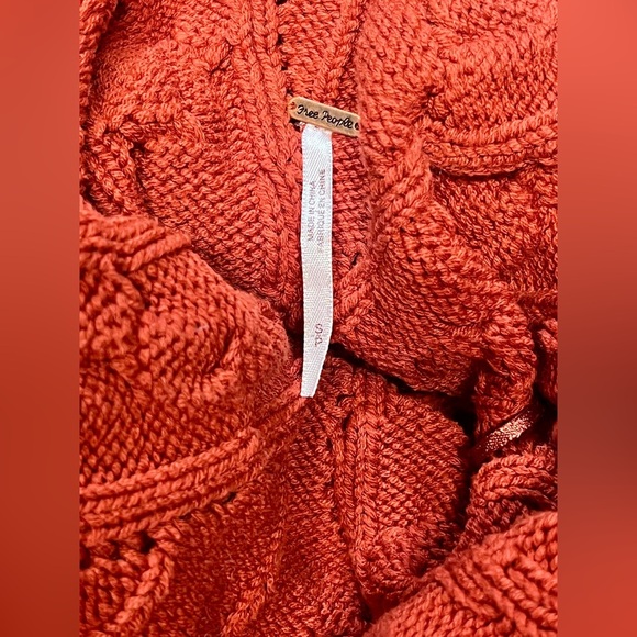 FREE PEOPLE Rust red cable knit turtleneck‎ sweater dress size S - Picture 11 of 14